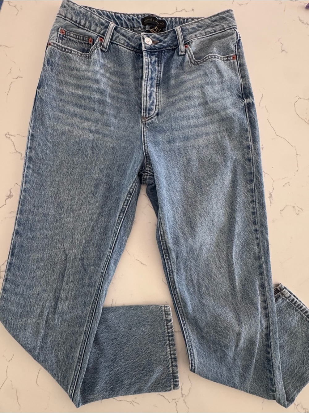 House of Harlow 1960 Jeans 28 High Rise Straight Split Hem Medium Wash Denim